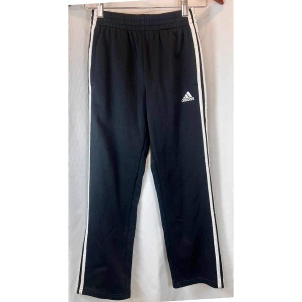 Adidas Youth Medium 10/12 Black Fleece Track Pants Thicker Sweatpants Joggers